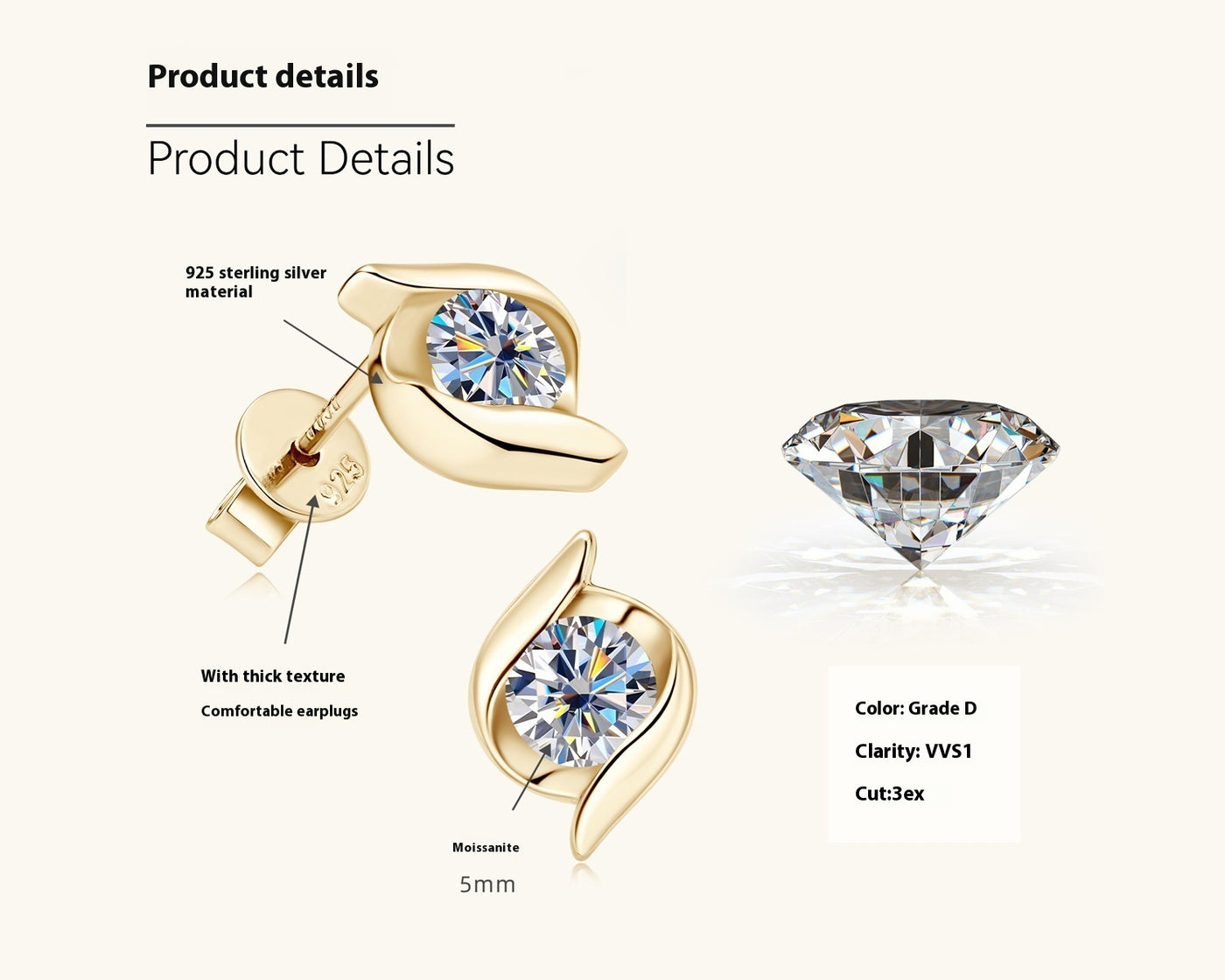 Luxury Moissanite Stud Earrings for Women