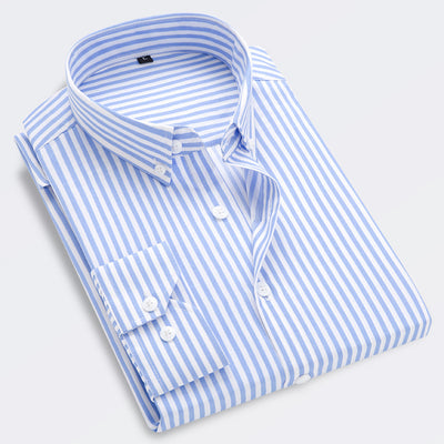 Men's Long-sleeved Slim Casual Striped Shirt