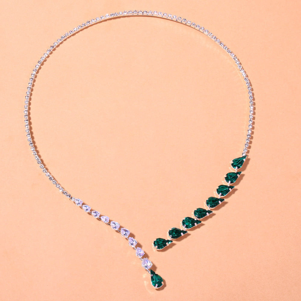 Luxury Emerald Bridal Wedding Drop Necklace