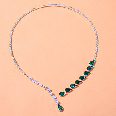 Luxury Emerald Bridal Wedding Drop Necklace