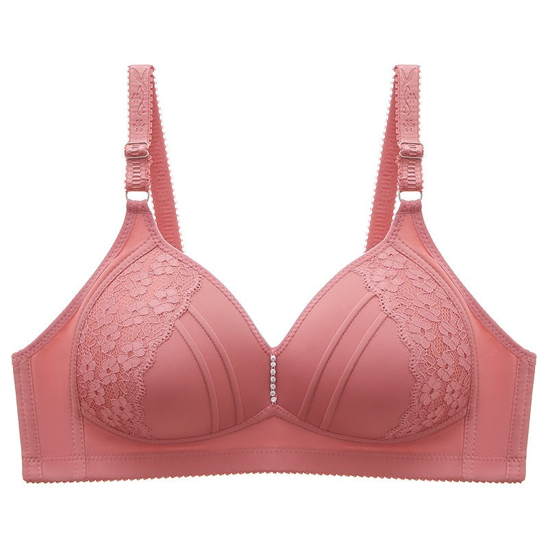 Embroidered Wireless Push-Up Bra