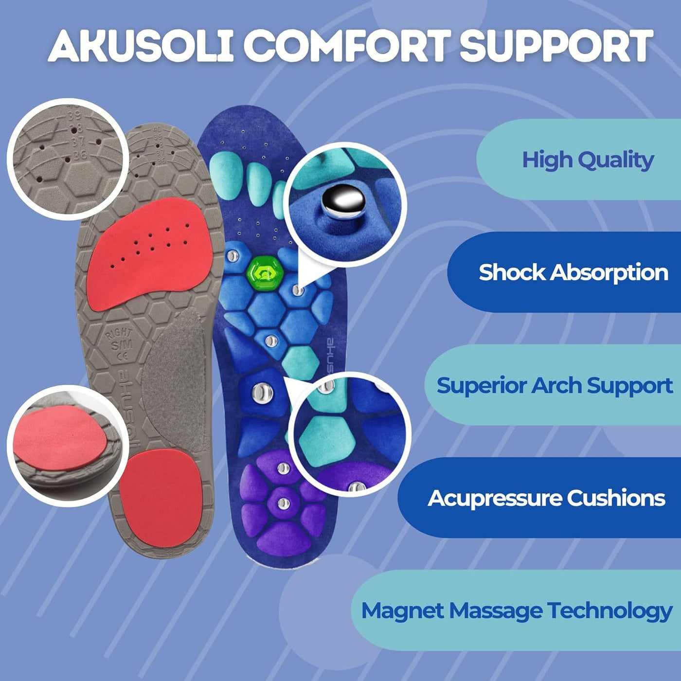 Magnetic Therapy Health Care Acupoint Foot Massage Insoles For Men And Women