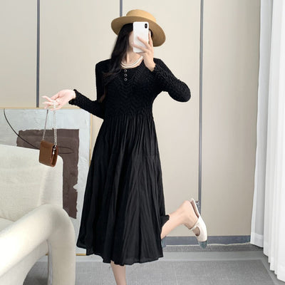 Slim-fit Slimming Temperament Pleated A- Line Dress