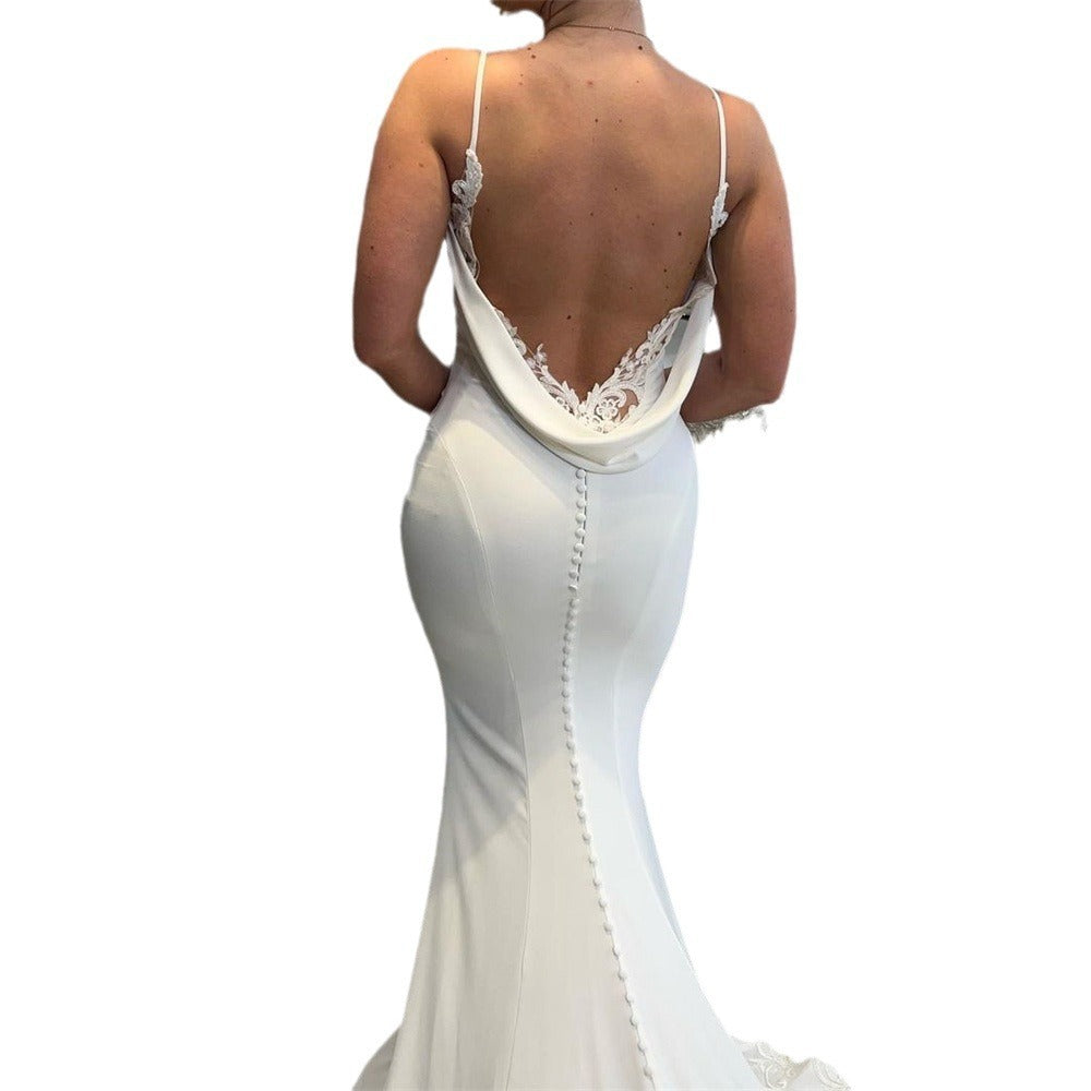 Backless Satin Bridal Welcome Dress