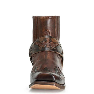 Men's Riding Boots With Low Heel Pointed Burnt Lace