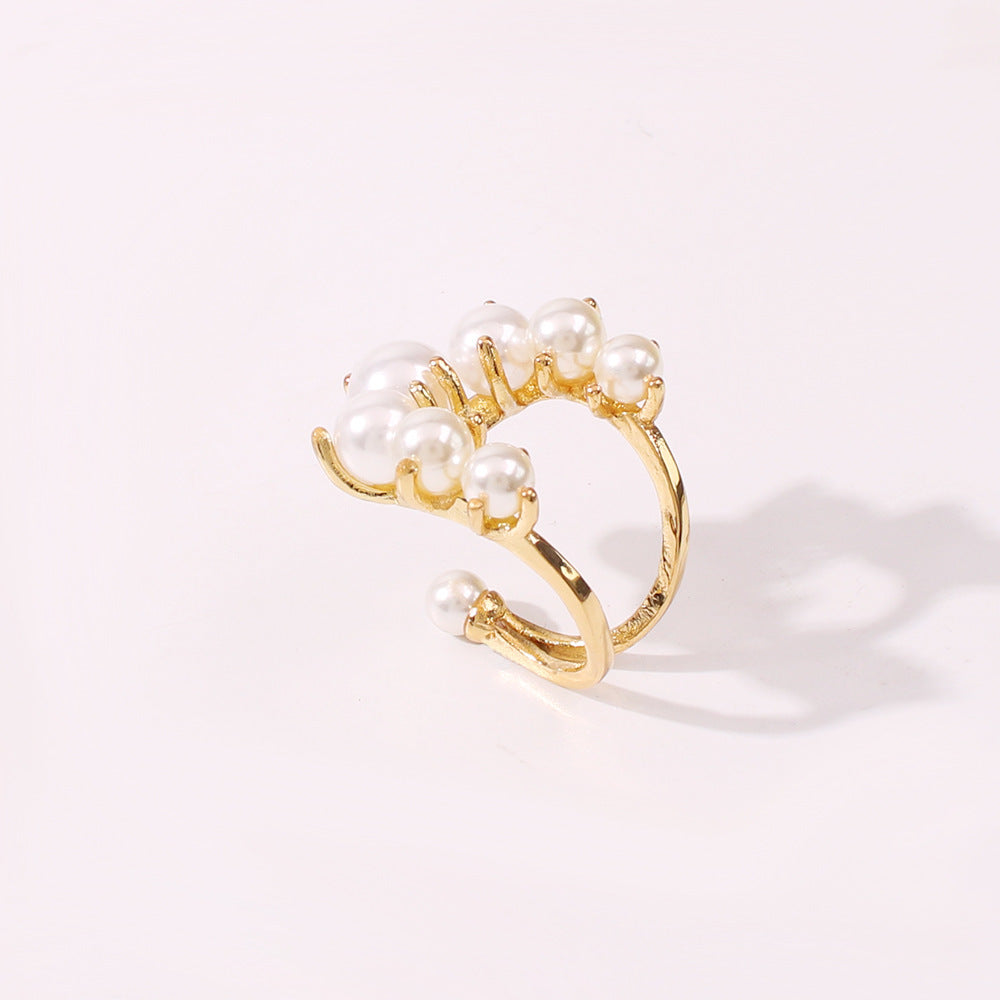 Geometric Pearl Paved Rings