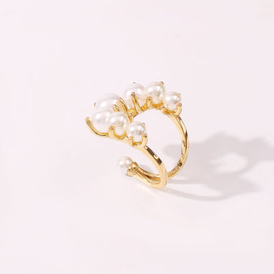 Geometric Pearl Paved Rings