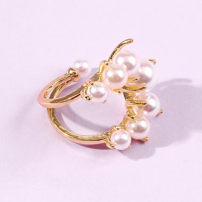 Geometric Pearl Paved Rings