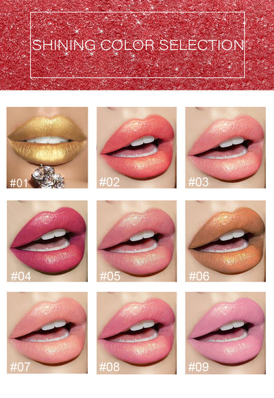 Shiny Metallic Lipstick Pearlescent Color Temperature Change Lipstick Gilt Lipstick