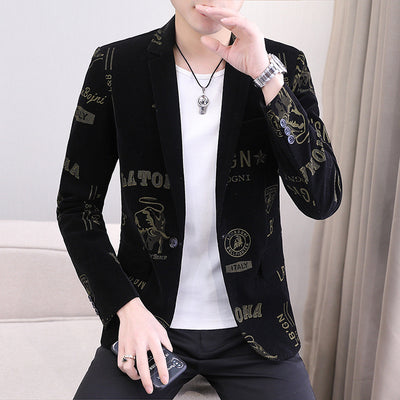 New Style Single Western Men'S Small Suit Printing Casual Suit Jacket Fashion Men'S Clothing