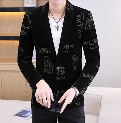 New Style Single Western Men'S Small Suit Printing Casual Suit Jacket Fashion Men'S Clothing