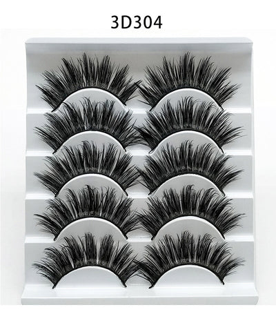 Mink False Eyelashes 3D False Eyelashes Five Pairs Of Soft Cotton Stalk Eyelashes