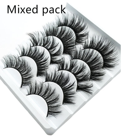 Mink False Eyelashes 3D False Eyelashes Five Pairs Of Soft Cotton Stalk Eyelashes