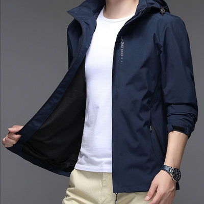 Solid Color Men's Casual Jacket With Business Hat