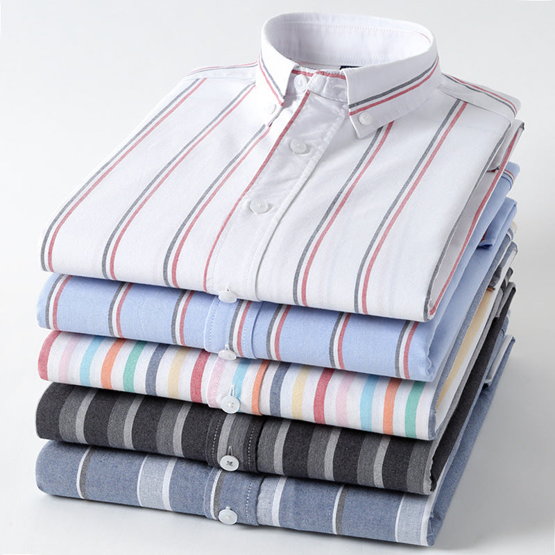 Striped Cotton Oxford Anti-wrinkle Casual Shirt For Men