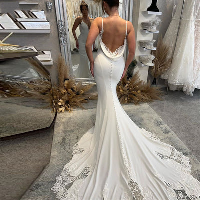 Backless Satin Bridal Welcome Dress