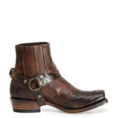 Men's Riding Boots With Low Heel Pointed Burnt Lace