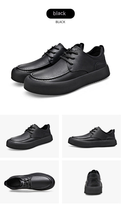 Men's Leather Flat Bottom Casual Sneakers