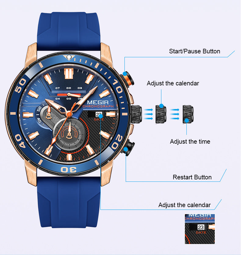 Watch Multi-function Chronograph Calendar Sports Men's Watches