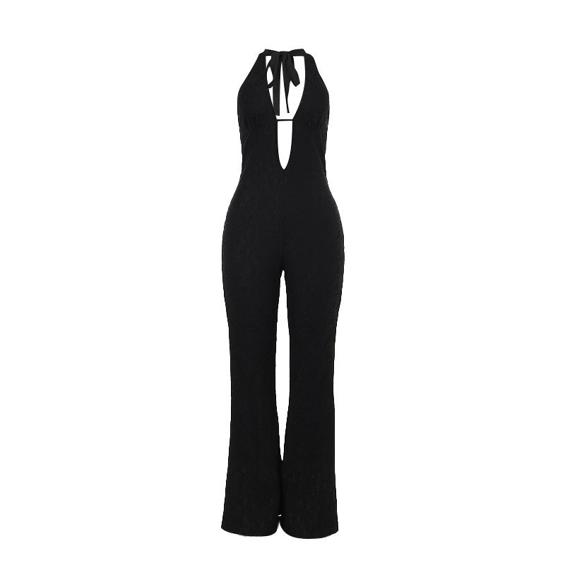 Women's Slim-fit Lace V-neck Jumpsuit