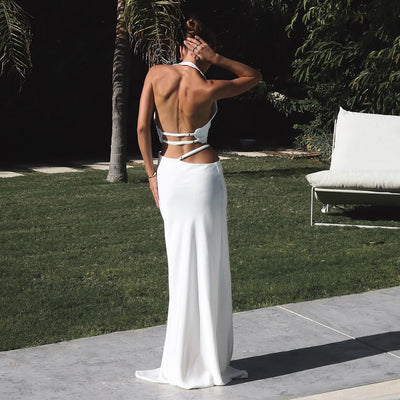 Sexy Solid Color Backless Halter Vest