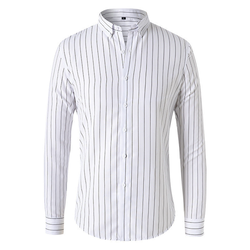 Men's Long-sleeved Slim Casual Striped Shirt