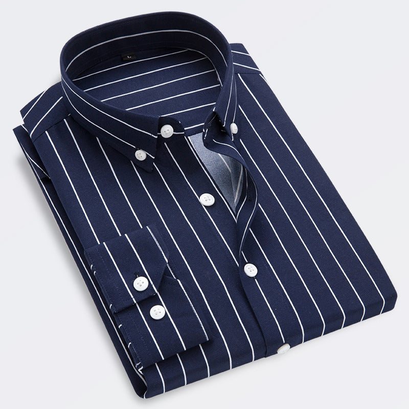 Men's Long-sleeved Slim Casual Striped Shirt