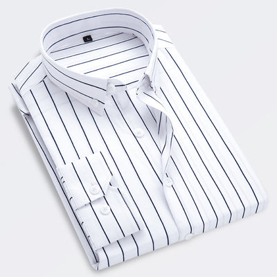 Men's Long-sleeved Slim Casual Striped Shirt