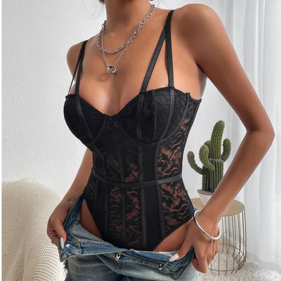 Women's Lace Stitching Niche Street Hot Girl Style Jumpsuit