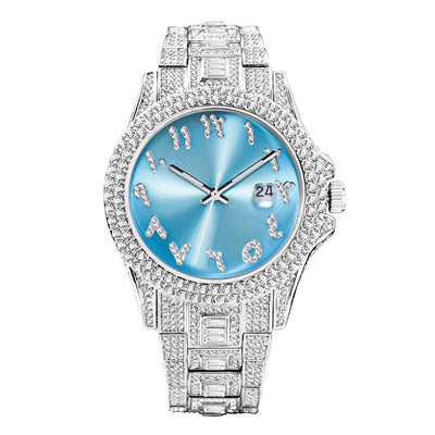 European And American Hip Hop Diamond Full Diamond Business Men's Waterproof Quartz Watch