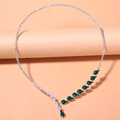 Luxury Emerald Bridal Wedding Drop Necklace