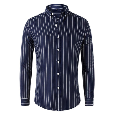 Men's Long-sleeved Slim Casual Striped Shirt