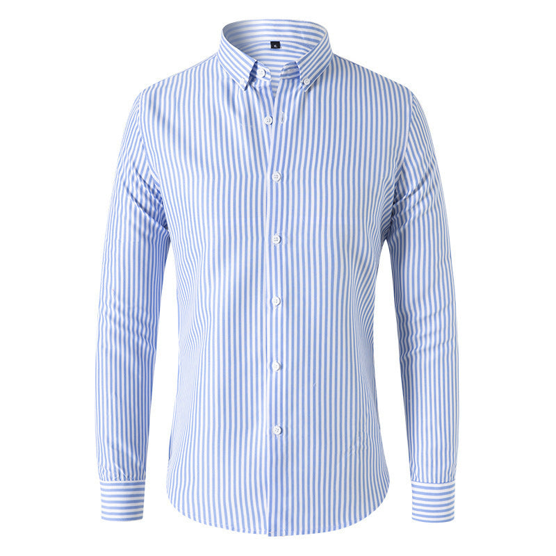 Men's Long-sleeved Slim Casual Striped Shirt