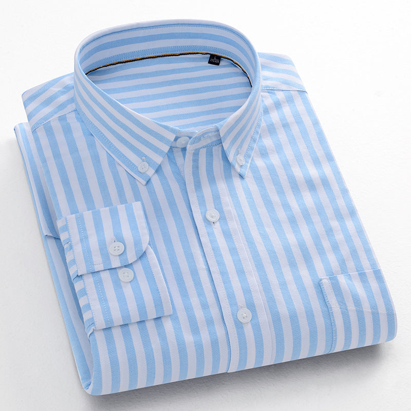 Striped Cotton Oxford Anti-wrinkle Casual Shirt For Men