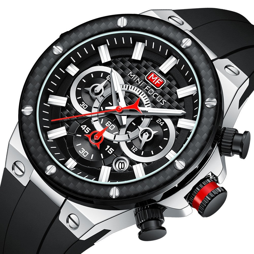 Men's Sports Watch Waterproof Carbon Fiber Ring