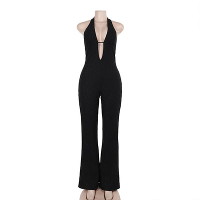 Women's Slim-fit Lace V-neck Jumpsuit