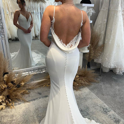 Backless Satin Bridal Welcome Dress