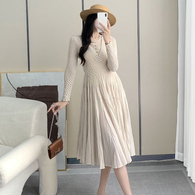 Slim-fit Slimming Temperament Pleated A- Line Dress