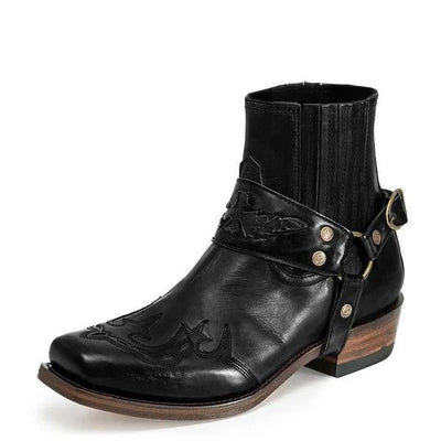 Men's Riding Boots With Low Heel Pointed Burnt Lace