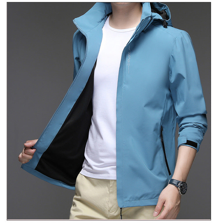 Solid Color Men's Casual Jacket With Business Hat