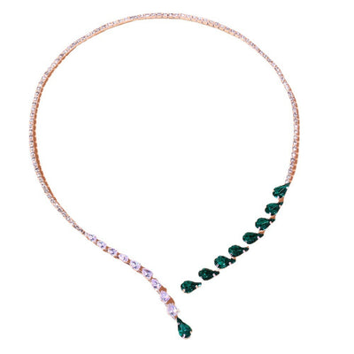 Luxury Emerald Bridal Wedding Drop Necklace