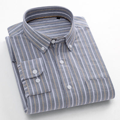 Striped Cotton Oxford Anti-wrinkle Casual Shirt For Men