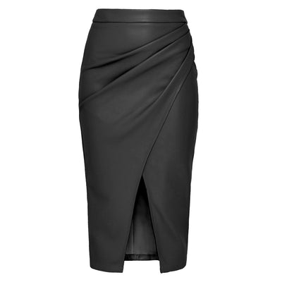 Leather Skirt Slim Fit High Waist Casual Slimming