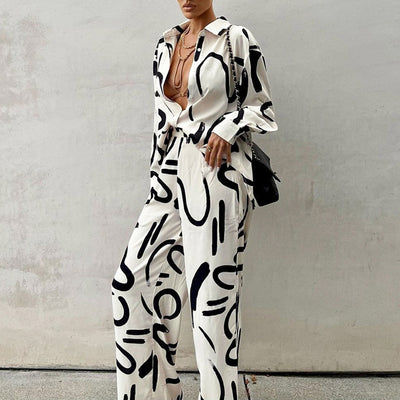 Black & White Printed Two-Piece Set