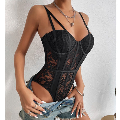 Women's Lace Stitching Niche Street Hot Girl Style Jumpsuit