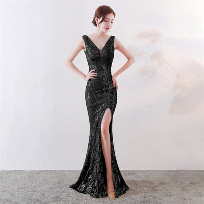 Long Sequined Plus Size Banquet Evening Dress