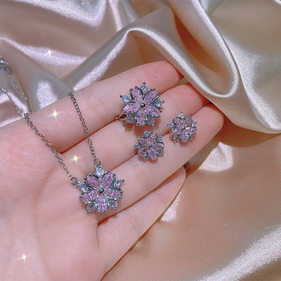 Zircon Flower Jewelry Set for Women