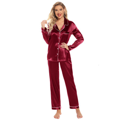 Silk-like Comfortable Skin-friendly Breathable Casual Long Sleeve Pants Pajamas Home Wear