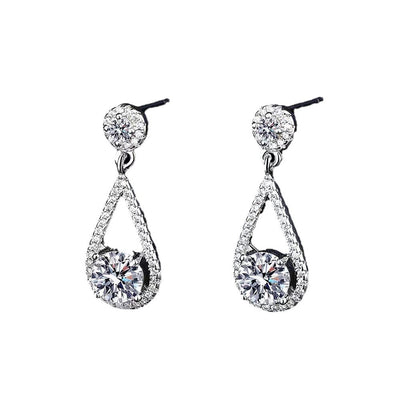 Tassel Water Drop Eardrops Plated Sterling Silver