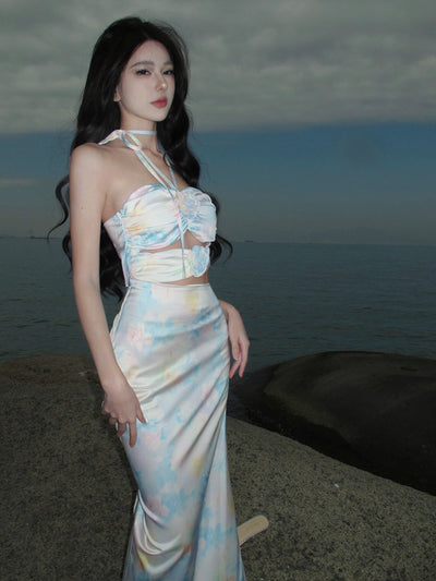 Sanya Wear Halter Rose Sling Seaside Holiday Dress